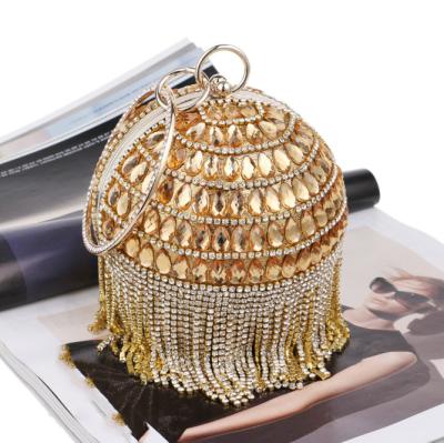 China 2023 Daily Collocation Ready To Ship Bridal Wedding Purses With Tassel Pendant Women's Evening Clutch Bags Silk Satin Party Handbags for sale