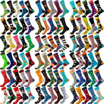 China 10 Pairs/Pack Funny Cotton Mens Socks QUICK DRY Happy Crew Bangs Fruit Stripes Cartoon Couples Cool Colorful Socks for sale