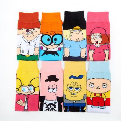 China Wholesale Trend Funny Men's Cartoon Character Cotton Colorful Socks Breathable Sports Leisure Socks for sale