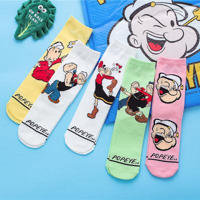 China Fashion Women's Crew Socks Funny Cartoon Plaid Colorful Cotton Personality Socks Wholesale for sale