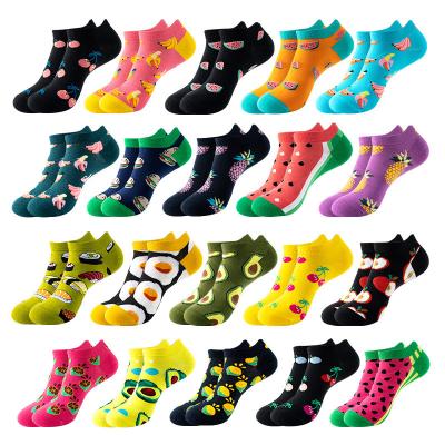 China Fruit Pineapple Banana Cherry Apple Avocado Sushi Burger Pattern Breathable Socks Funny Cotton Men's Summer Cartoon Ankle Socks for sale