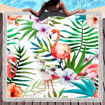 China OEM Full Flamingo Custom Super Soft Child Safe 3D Printing Quick Dry Soft Beach Towel Valentine Baby Kids Party Favors for sale