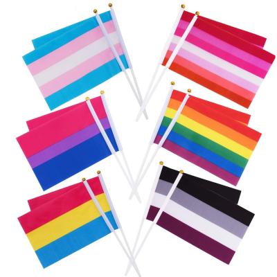 China New HUIYI FLYING Custom Printed 3x5 Hand Wave Flag Rectangle Gay Flags for sale