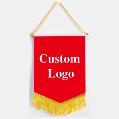 China Custom Printing Portable Square Huiyi Designer Logo Banner Flags Football Team Pennant Flag for sale