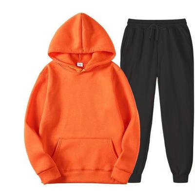 China Plain Orange Custom Logo Casual Unisex Fleece Womens Cotton Blank Hoodie Set 100% Good Quality QUICK DRY for sale