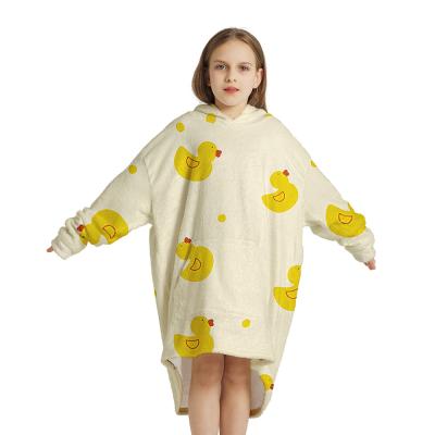 China Custom Cozy Novelty Sleep TV Fleece Sweatshirt Oversized Hoodie Blanket Warm Cozy Wearable Wearable Soft With Front Pocket for sale