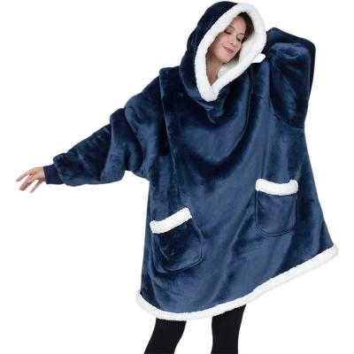 China Wearable Wholesale Customized Wearable Sloth Printed Flannel Designer Wearable Sweatshirt Hoodie Oversized Hooded Blanket With Sleeves for sale