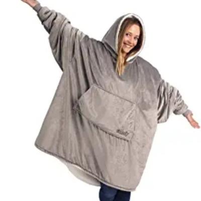 China Wearable Wholesale Customized Wearable Sloth Printed Flannel Designer Wearable Sweatshirt Hoodie Oversized Hooded Blanket With Sleeves for sale