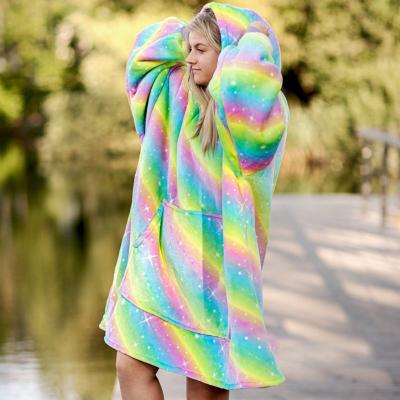 China Multicolor Puffy Puffy Oversized Luxury Comfy Wearable Tie-Dye Christmas Hoodie Cover For Female In Living Room for sale