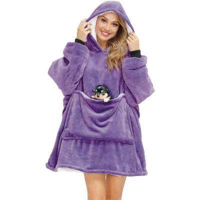 China Custom Large Pocket Warm Oversized Warm Purple Winter Plaid Pullover Wearable Covering Hoodie For Men for sale