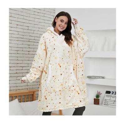 China Long Long Wearable Adult Oversized Wearable Bread & Butter 3D Digital Printing Hoodie Covering for sale