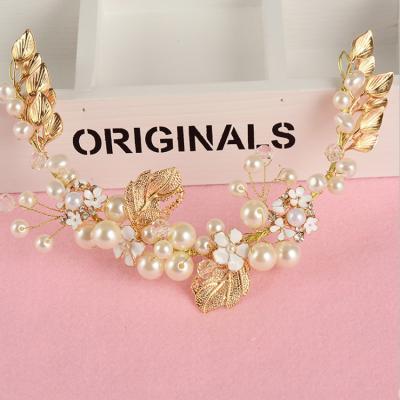 China Wedding Personalized Ladies Forehead Hair Accessories, Pearl Flower Headbands For Girls Party Headwear for sale