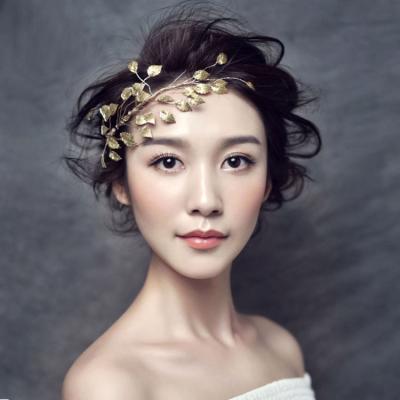 China Wedding Jewelry Hot Sale Handmade Gold Glitter Bridal Headwear Handcrafted Leaves Cluster Headpieces Leaf Vine Headbands for sale