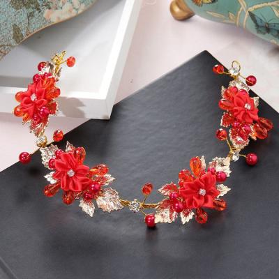 China Wedding Hot Sale New Flower Red Crystal Bride Wedding Accessories For Wholesale for sale