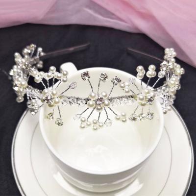 China Marry the Crystal Hair Crystal Bangs Accessories of Wedding Flower Wedding Vineyard of Pearl Silver Bride for Women for sale