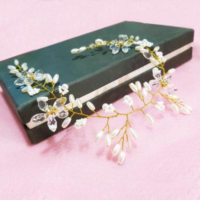 China Fashion Manufacturers Head Bridal Glass Drop Hair Band Pearl Hair Rope Wedding Accessories for sale