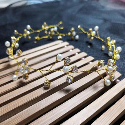 China European and American rhinestone pearl fashion children flower white hair ornaments wedding bride headband dress rhinestone ornaments for sale