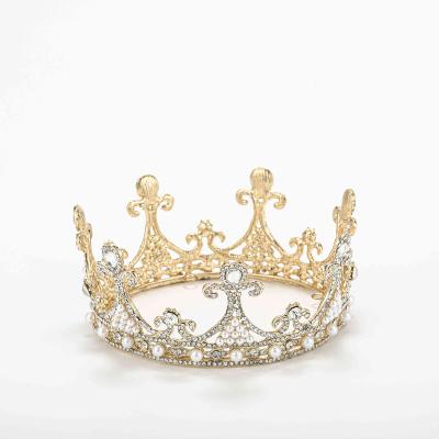 China Shining Rhinestone Inlaid Crown Princess Beauty Queen Hair Crown Accessory Crystal Gold Alloy Wedding Tiaras Crown Wedding Tiara Bridal Pageant Crown for sale