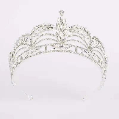 China Inlaid Handmade Wedding Jewelry Crystal Hair Accessories Crowns Bridal Tiara For Women Rhinestone Crown Hair Jewelry for sale