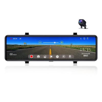 China New 12 Inch 2K Car Stream Waterproof Mirror Camera Front And Back 2 Channel Full Screen DVR Rearview Camera for sale