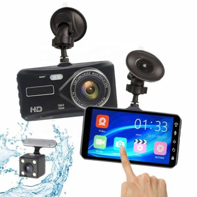 China 4 Inch Waterproof Touch Screen FHD 1080P Dual Lens Car DVR Camera for sale