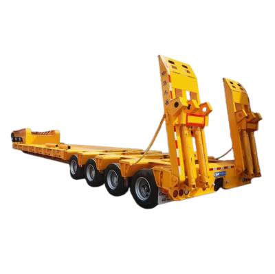 China Air Suspension 100 Ton Container Transport Truck Semi Flatbed Trailer with Steel Body for sale