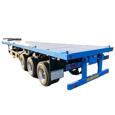 China CIMC 3 Axles Or Customization with 3mm 4mm Grain Plate Platform 20ft 40ft Container All Kind Of Cargo Flatbed Truck Semi Trailer for sale