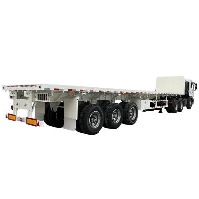 China CIMC steel iron lowest price iron 315/80r22.5 50t 13 M 3 Axis Heavy duty versatile Flatbed Truck Semi Trailer for sale