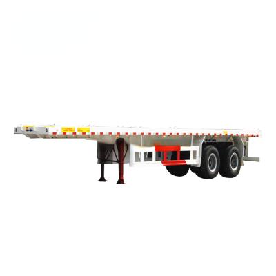 China 2 Assen 20ft 40ft Semi-trailer Shipping Container Twistlocks Flatbed Design Carbon Steel 12R22.5 Truck Trailers Te koop