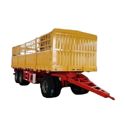 China Iron Mechanical Suspension 40T Payload Tare Weight About 8.5T 4 Axle Drawbar Full Fence Trailer for sale