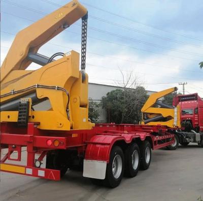 Cina 3 assi gru da camion 20 ft 40 ft tipo container trasportatore side loader scheletro semirimorchio in vendita