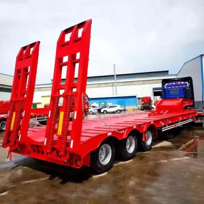China Chinese 3 Axle 14m Transport Heavy Vehicles Mining Forestry Machinery Low Bed Semi Trailer for sale