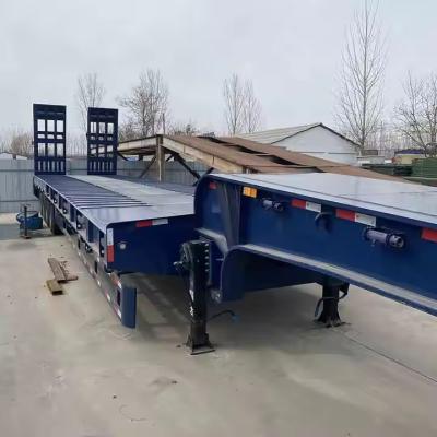 China 3 / 4 Achsen Niedrigbett Gänsehals Bagger Transport Niedrigbett Halbanhänger 100 Tonnen Niedrigbett Lkw Anhänger zu verkaufen