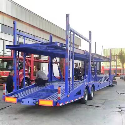 China CIMC Heavy Duty 3 Axles Car Transport Semi Truck Trailer Car Carrier Trailer FUHUA Axles Steel 35000 Kg 10R22.5  for sale