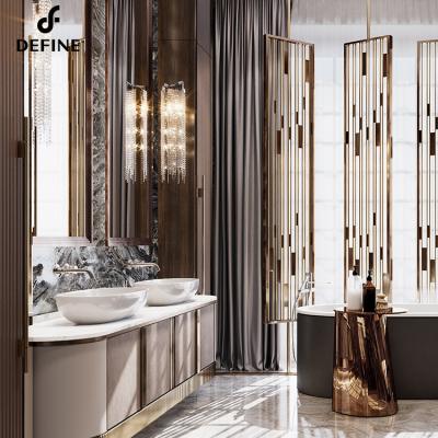 China Modern Design Furniture Luxury Bathroom Vanity Cabinet Modern Hotel Vanity for sale