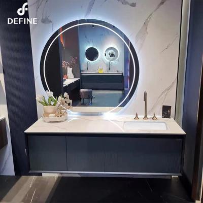 China New Model Eco - Friendly Hotel Bathroom Vanities With Led Double Mirror Basin Bathroom for sale