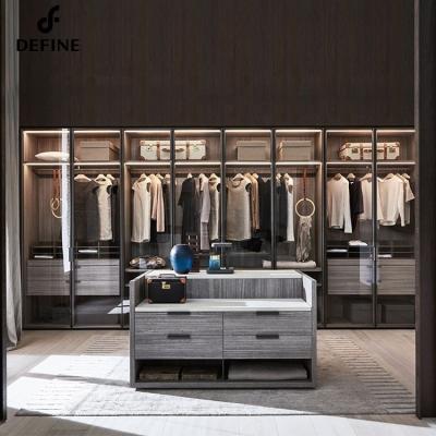 China Other Design Large Flat Open Wood Cloakroom Customized Wooden Walk In Closets Sliding Door Wardrobe Cabinet for sale