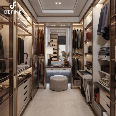 China Other latest modern open door floor to ceiling wardrobe modern solid wood and leather cabinets modular walk in bedroom wardrobe for sale