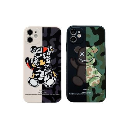 China Double Sided Shockproof Cartoon Camouflage Bear Trend Phone Case Shockproof For iPhone X 7p 8p 10 11 12 13 Pro Max for sale