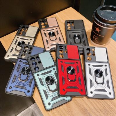 China Ring Armor Phone Slide Camera Protection Shockproof Magnetic Lens Case for Samsung Galaxy S21 S21 ultra S20 S10 note 20 for sale