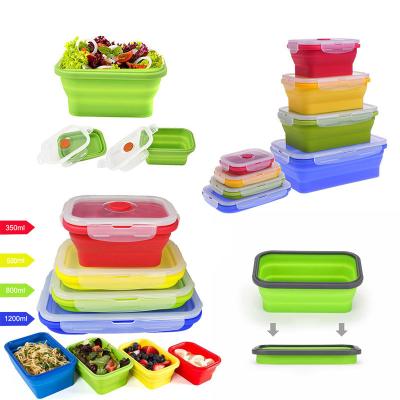 China Collapsible Silicon Food Storage Container BPA Free Collapsible Food Storage Cartons Folding Bento Lunch Boxes for sale