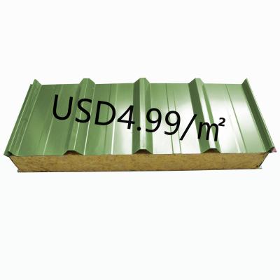 China Easy Operation High Quality Building Material Sound Absorption And Fire Retardant Rock Wool Sandwich Panel for sale