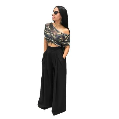 China Quality Breathable Hot Sale Fashion Loose Solid Color Flared Wide Leg Pants for sale