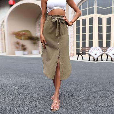 China Summer Fashion Solid Color High Waisted Casual Soft Irregular Skirt Women Breathable Skirts for sale