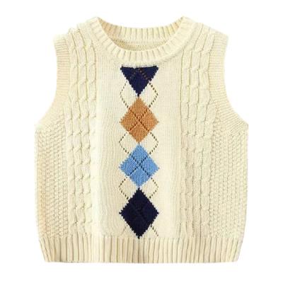 China Sale anti-shrink valentines knit vest pattern children's sleeveless round neck children's sweater for sale