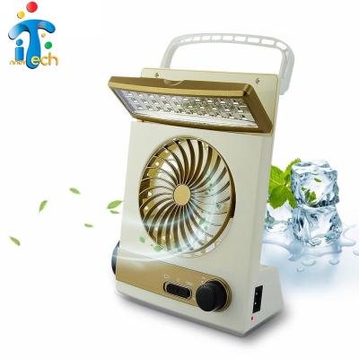 China ABS Factory New High Quality Outdoor Camping Directly With Lights Table Mini Fan Rechargeable Solar Powered Fan for sale