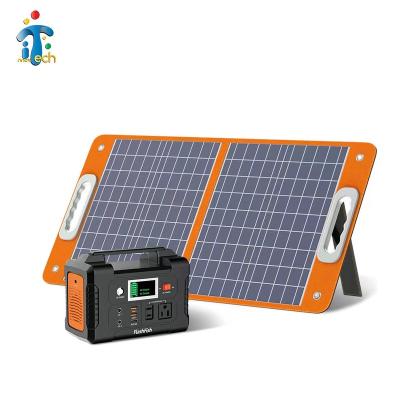 China Other Hot Selling Large Capacity Solar Power Supply 500W 220V AC Lithium Ion Battery Power Bank With Solar Panel for sale