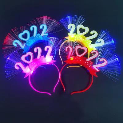 China Reusable 7 Light Colors Rising Light Up Happy New Year Led Headband 2022 Luminous Toys Party Supplies Hair Accessories Wholesale for sale