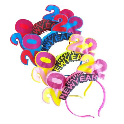 China 7 2022 Happy New Years Eve Headband Reusable Flashing Fiber Optic LED Headbands LED Light Headbands Party Decoration for sale