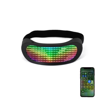 China Custom Programmable LED Control LED Light Animation Rechargeable APP Party Props Logo Message Glasses for Crazy DJ Event Party for sale